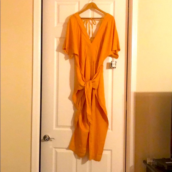 FREE PEOPLE Linen Jumper Sunkiss Orange - Picture 3 of 6